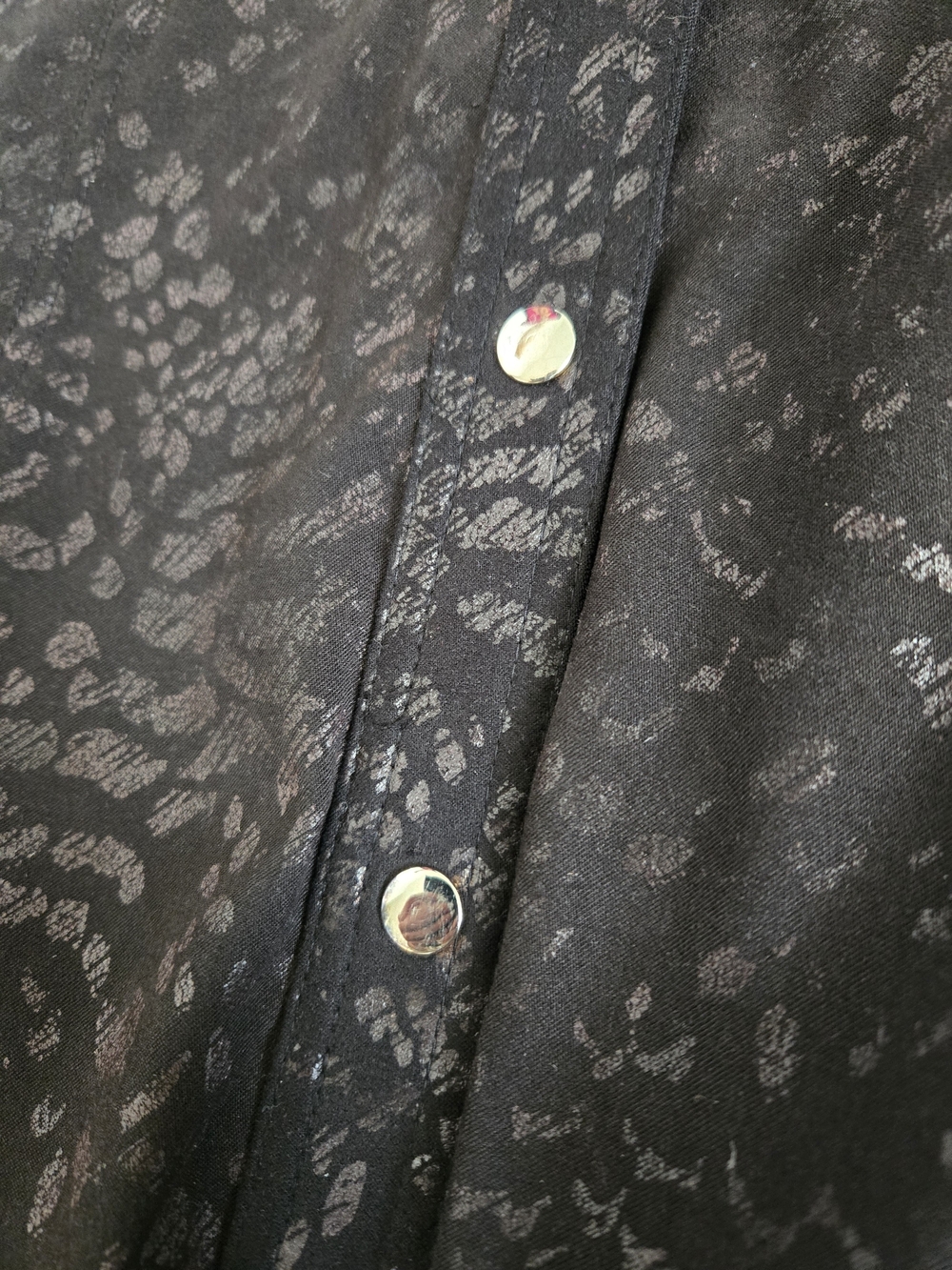 JM Collection Black Subtle Animal-Print Faux Suede Button Front Shachet Womens L - Picture 9 of 14
